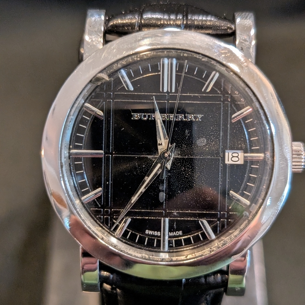Burberry Men's Watch Quartz Leather Belt Black Dial BU1354 - NEW BATTERY